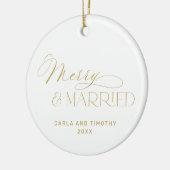 Merry and Married Gold Christmas Keramik Ornament (Links)