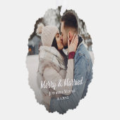 merry and married newlyweds photo simple minimal ornament karte (Rechts)