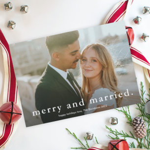 Merry and Married Simple Type Photo Christmas Feiertagskarte