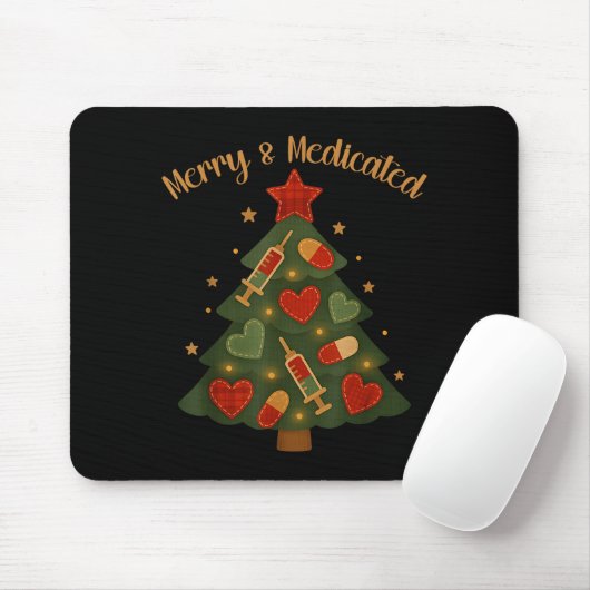 Merry And Medicated Rn Nurse Christmas Tree Funny  Mousepad (Mit Mouse)