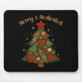 Merry And Medicated Rn Nurse Christmas Tree Funny  Mousepad (Vorne)
