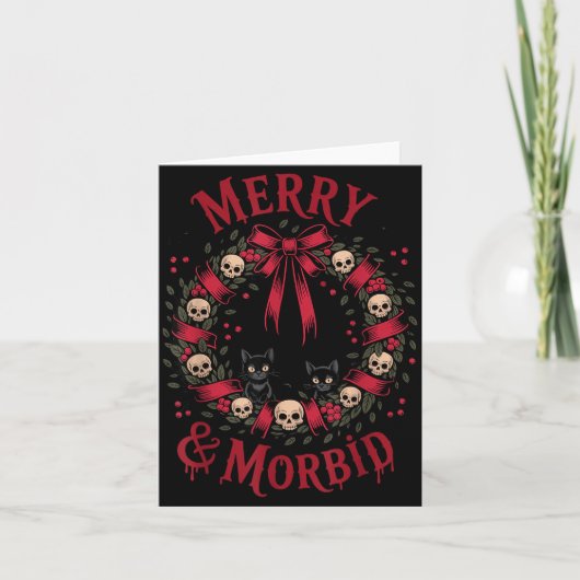 Merry And Morbid Christmas Funny Cute Cats Goth Cr Karte (Vorderseite)