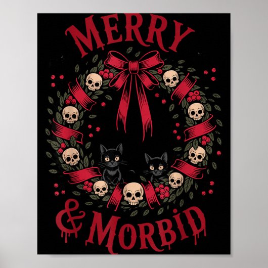 Merry And Morbid Christmas Funny Cute Cats Goth Cr Poster (Vorne)