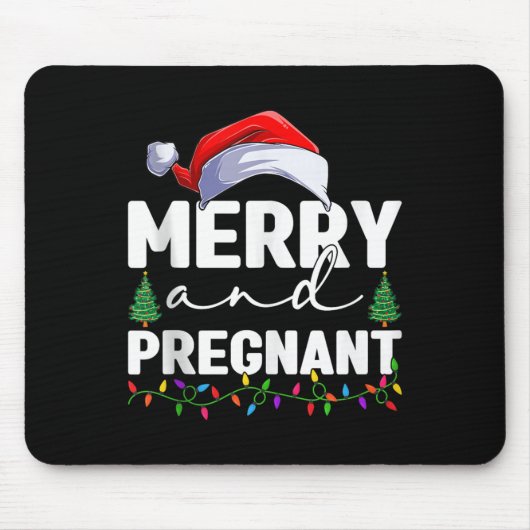 Merry And Pregnant Christmas Pregnancy Announcemen Mousepad (Vorne)