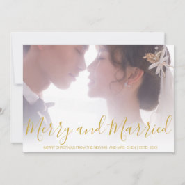 Merry and Verheiratet Gold Newlywed Elegant Feiertagskarte