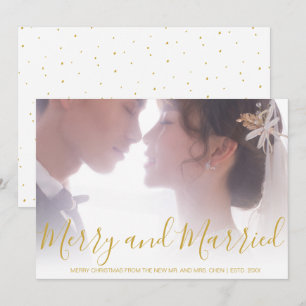 Merry and Verheiratet Gold Newlywed Elegant Feiertagskarte