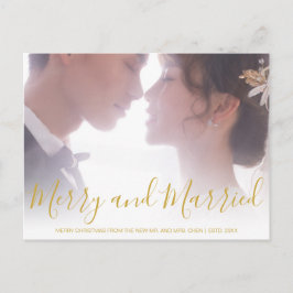 Merry and Verheiratet Gold Newlywed Elegant Feiertagspostkarte