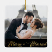 Merry and Verheiratet Gold Script New Ornament (Rückseite)