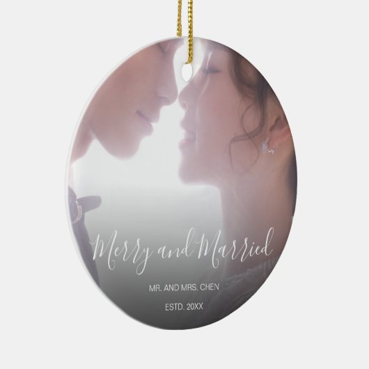 Merry and Verheiratet Newlywed Elegant Keramik Ornament (Rechts)