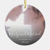 Merry and Verheiratet Newlywed Elegant Keramik Ornament (Vorne)