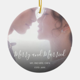 Merry and Verheiratet Newlywed Elegant Keramik Ornament