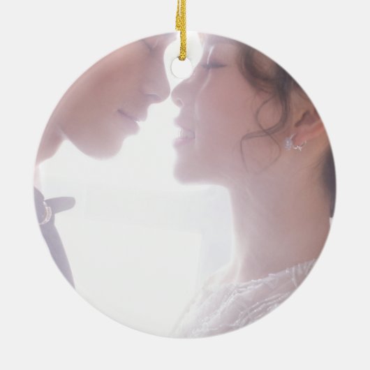 Merry and Verheiratet Newlywed Elegant Keramik Ornament (Hinten)