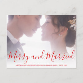 Merry and Verheiratet Red Newlywed Elegant Feiertagspostkarte