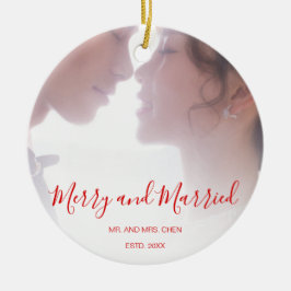 Merry and Verheiratet Red Newlywed Elegant Keramik Ornament