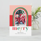 Merry Arch Christmas Foto Card Feiertagskarte (Stehend Vorderseite)