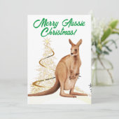 Merry Aussie Christmas Kangaroo Feiertagskarte (Stehend Vorderseite)