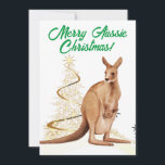 Merry Aussie Christmas Kangaroo Feiertagskarte<br><div class="desc">Frohe Aussie Weihnachten mit australischem Känguru und ihrem Baby-Joey</div>
