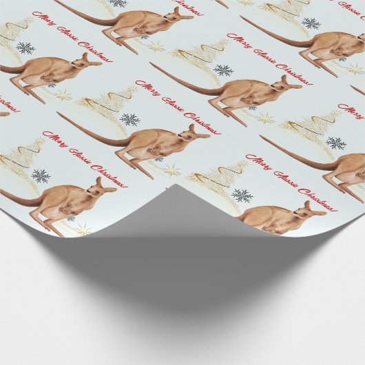 Merry Aussie Christmas Kangaroo Geschenkpapier (Ecke)