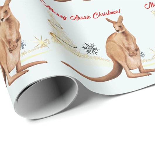 Merry Aussie Christmas Kangaroo Geschenkpapier (Rolleneckpunkt)