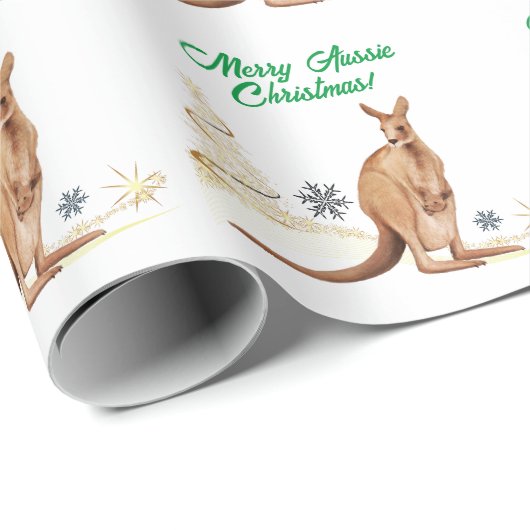 Merry Aussie Christmas Kangaroo Geschenkpapier (Rolleneckpunkt)