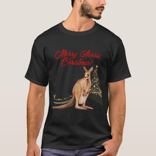 Merry Aussie Christmas Kangaroo T-Shirt (Vorderseite)
