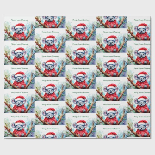 Merry Aussie Christmas Koala Geschenkpapier (Flach)