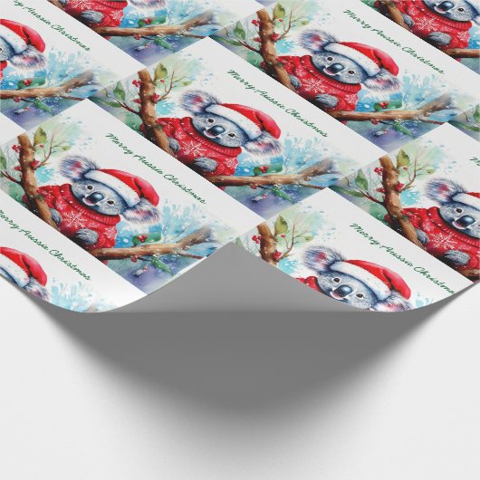 Merry Aussie Christmas Koala Geschenkpapier (Ecke)