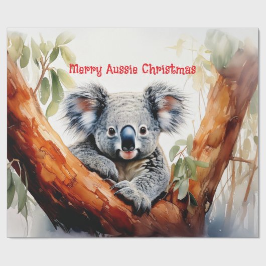 Merry Aussie Christmas Koala Geschenkpapier (Flach)