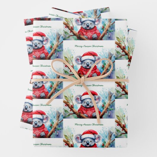Merry Aussie Christmas Koala Geschenkpapier Set (Beispiel)