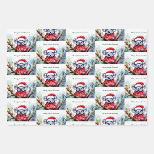 Merry Aussie Christmas Koala Geschenkpapier Set (Vorderseite)