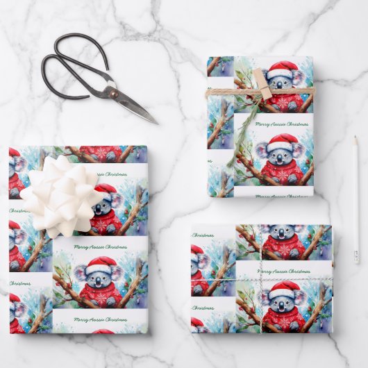 Merry Aussie Christmas Koala Geschenkpapier Set (Vorderseite)