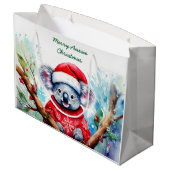Merry Aussie Christmas Koala Große Geschenktüte (Rückseite Schrägansicht)