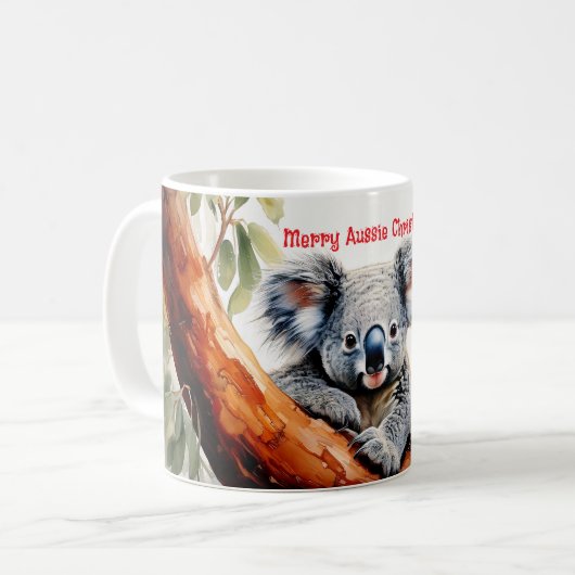 Merry Aussie Christmas Koala Kaffeetasse (Vorderseite Links)