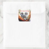 Merry Aussie Christmas Koala Quadratischer Aufkleber (Tasche)