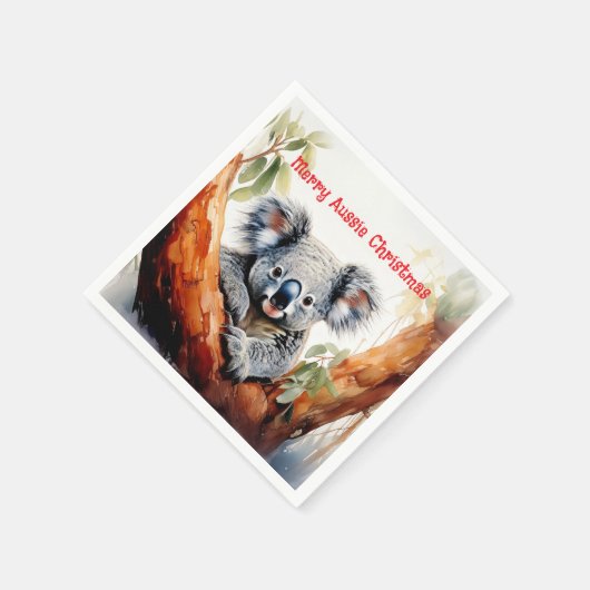 Merry Aussie Christmas Koala Serviette (Ecke)