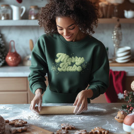 Merry Babe trendy Green Schriftart mit Schneeflock Sweatshirt