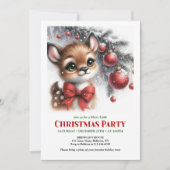 Merry baby deer watercolor Christmas invitation Einladung (Vorderseite)