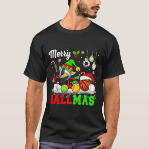 Merry Ballmas Xmas Santa Elf Volleyball Basketball T-Shirt