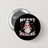 Merry Baseballmas Funny Christmas Baseball Santa Button (Vorne & Hinten)