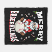 Merry Baseballmas Funny Christmas Baseball Santa Fleecedecke (Vorderseite (Horizontal))