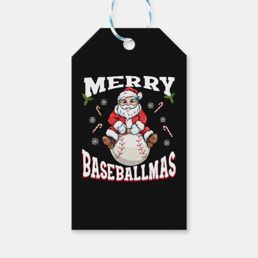 Merry Baseballmas Funny Christmas Baseball Santa Geschenkanhänger (Vorderseite)