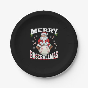 Merry Baseballmas Funny Christmas Baseball Santa Pappteller