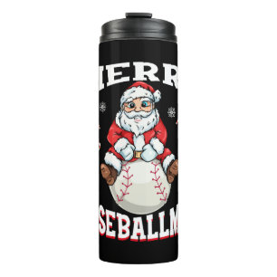 Merry Baseballmas Funny Christmas Baseball Santa Thermosbecher