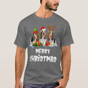 Merry Basset Hound Dog Christmas Pajama Reindeer S T-Shirt
