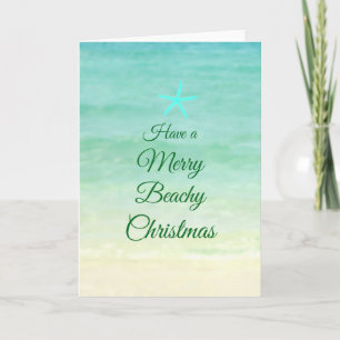 Merry Beach Christmas Starfish Card Feiertagskarte