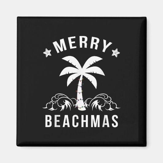 Merry Beachmas Palm Tree Beach Weihnachten Magnet (Vorne)