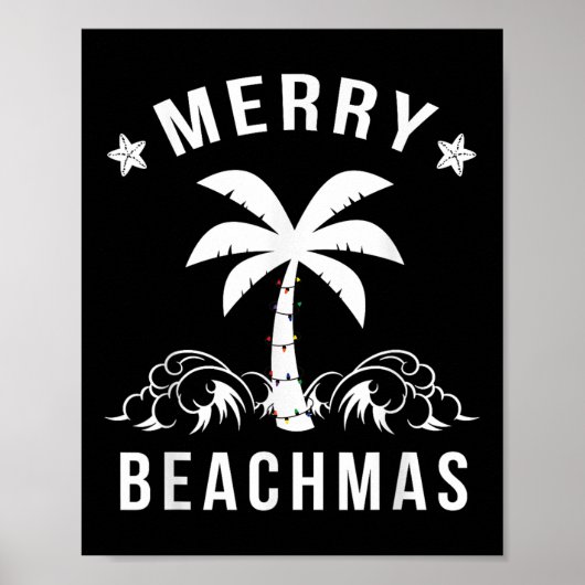 Merry Beachmas Palm Tree Beach Weihnachten Poster (Vorne)