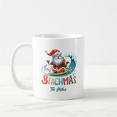 Merry Beachmas Santa Surfing Retro Design Kaffeetasse (Links)