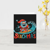 Merry Beachmas Santa Surfing Retro Design Karte (Gelbe Blume)
