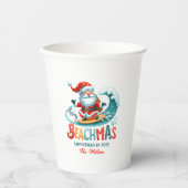 Merry Beachmas Santa Surfing Retro Design Pappbecher (Vorderseite)